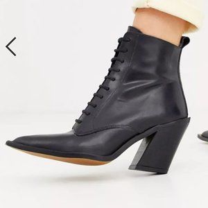 asos design leaather heeled booties
